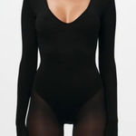 Naked Wardrobe  Black Long Sleeve Sculpt Bodysuit XS NEW Photo 0