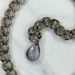 New York & Company Pink Flower Chain Link Belt Silver Tone Large/XL (L/XL) ✨ Photo 9