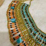 Egyptian Beaded Necklace Collar With Blue Scarabs, Cleopatra Photo 1