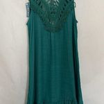 Aolro Teal Crochet Pom Pom Swim Coverup / Dress Size Small Resortcore Fringe Multiple Photo 1