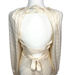 Karen Millen 4 Ivory Satin Backless Gown Puff Sleeve Pleated Belted Dress $679 Photo 7
