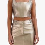 BCBGeneration NEW  Bronze Gold Square Neck Cropped Pleather Bralette Tank Top Photo 0