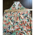 Nine West  Size XXL Floral Maxi Dress Halter Ruffle Bottom Fully Lined Coral Teal Photo 3