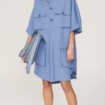 Petar Petrov Alceo Midi Button Up Oversized Shirt Dress
Size S Blue Photo 0