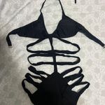 Boutique NWOT BLACK STRAPPY HIGH WAIST SEXY SWIMSUIT Photo 2