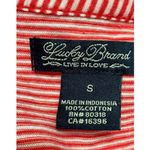 Lucky Brand Womens Henley Shirt RedWhite Stripe Roll Tab Sleeve Pockets S Photo 6