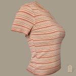 3 Girls Striped Ribbed Crop Top | Retro Y2K Fitted Tee Pink Photo 2