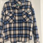 Brooklyn Karma Women's Blue and Beige Plaid Button-Down Shirt Photo 0