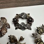 Rustic Metal Autumn Fall Leaf Brooch Pin Lot Of 4 Leaves Great For Thanksgiving Photo 4