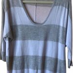 Splendid ribbed grey striped v-neck domain 3/4 sleeve sweater pullover top Sz XS Photo 0