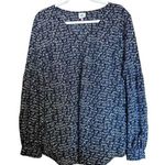 CAbi 5336 Womens Te Amo Blouse Extra Large Love Print Navy Blue Long Sleeve Top Photo 0