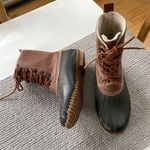 Esprit  Harbour Brown Black Rubber Lace Up Rain Duck Boots Size 8.5 Photo 2