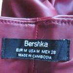 Bershka  Womens Pull On Faux Leather High Waisted Pants Burgundy M NWOT Photo 6