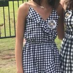 EXPRESS Gingham Black and White Ruffle Mini Dress Photo 0