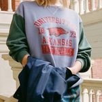 Urban Outfitters Blue and Green Renewal Spliced Sweatshirt Photo 0