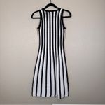 Milly  Black White Striped Knit Fit & Flare Sleeveless Dress Womens S Classic Photo 2