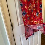 Talbots  Floral Red Shirt Dress SZ 8 Linen Cotton Button Down Cottagecore  Fall Photo 2