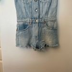 ZARA Denim Cotton  Classic Sleeveless Romper Sz M Photo 4