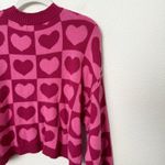Sincerely Jules [] Pink Geometric Heart Print V-Neck Oversized Sweater Sz Medium Photo 6