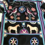 Patbo Satin Cordel Print Scarf Pattern Short Sleeve Button Down Peacocks Multi S Photo 9