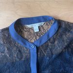 LC Lauren Conrad Western Button Down Blouse Blue Lace Small Shirt Top Cowgirl Photo 1