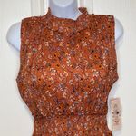 Nanette Lepore NWT Sleeveless Smocked MIDI Accordion Dress Burnt Orange Size 8 Photo 1