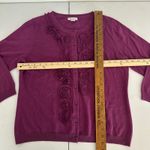 Garnet Hill Silk Merino Wool Cashmere Ruffle Cardigan Boho Women Medium Purple Photo 7