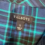 Talbots  Teal and Navy Plaid Shirt size S Photo 7