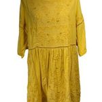 Akemi + Kin Tunic Dress Yellow Gold Slip Embroidery Bell Sleeve Size XL Extra La Photo 0