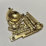 Signed AJC Gold Tone Earth Glove On A Stack Of Books Brooch Pin Photo 9
