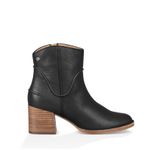 UGG  Black Leather Ankle Booties Block Heel Side Zip Size 6.5 Photo 9