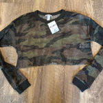 Forever 21 NWT Long Sleeve Sheer Camo Crop Shirts Small Photo 0