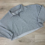 Aerie  Grey Oversized Cropped Polo Sweatshirt Photo 0