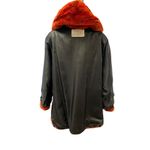 Womens Orange Dyed Sheared Beaver Genuine Fur Hooded Zip Jacket Coat Size Large Photo 6