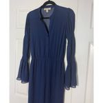 MICHAEL Michael Kors Navy Long Sleeve Flowy Relaxed Jumpsuit Elastic Waist Small Blue Photo 3