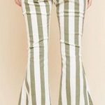 Altar'd State High Waist Striped Bell Bottom Pants White Green Sz S Photo 1