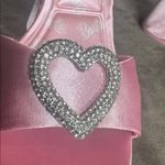 ALDO Barbie x Collection Pink Satin Platform Heart Sandal Block Heel 7.5 Photo 3