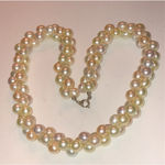 Vintage Faux Pearl Multi Strand Twisted Rope Pale Pink Gray & Off White Necklace Photo 1