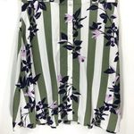 VERO MODA New Floral Stripe Button Up Vilja Dress Short Sleeve Mini Green Navy Photo 10