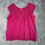 Free People Free‎ People Shirt Womens Small Pink Coconut Gathered Top Ruffle Boho Feminine Photo 1