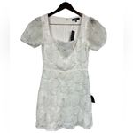 Lulus Tarabya Classic White 3D Floral Beaded Mini Dress Size Medium NWT Photo 1