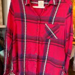 American Eagle  Outfitters Red Western Plaid Flannel Button Up Shirt Photo 0