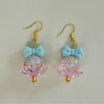 Floral Beaded Earrings with Bows Pink Photo 2