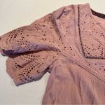 Knox Rose Mauve Pink Eyelet Lace Scalloped Hem Short Sleeve Top Size Small Photo 3