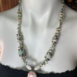 Multicolor Stone, Ceramic & Silver Tone Beaded Necklace 24” Long Photo 0
