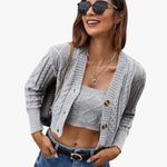Amazon Grey Two Piece Cardigan and Tube Top Cable Knit Set Photo 4