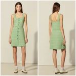 Sandro 💕💕 Lea Organic Cotton Blend Square Neck Tweed Dress ~ Vert Green 34 Photo 2