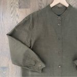 Giorgio Armani Classico Vintage Silk Linen Button Front Blouse Olive Green M Photo 1