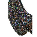 Free People  Black Big Night Sequin Crop Tie‎ Shoulder Top Size Small Photo 6