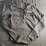 Free People  Seamless Lace‎ Up Layering Long Sleeve Top Black Small Photo 1